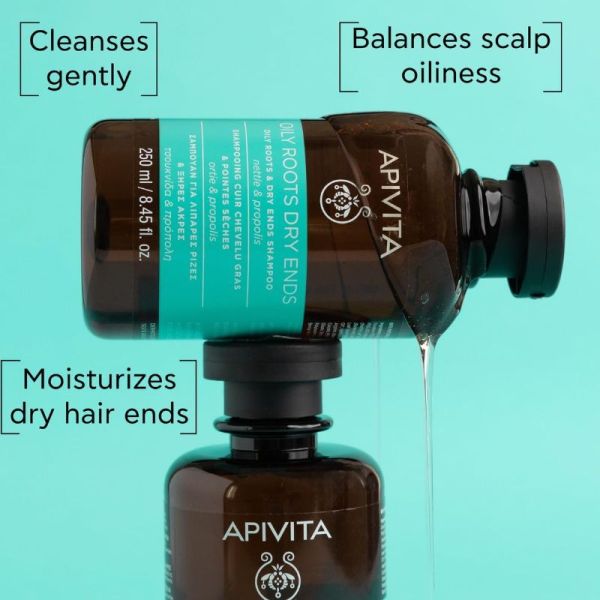 Apivita Shampoing Shine racines grasses et pointes sèches 250ml