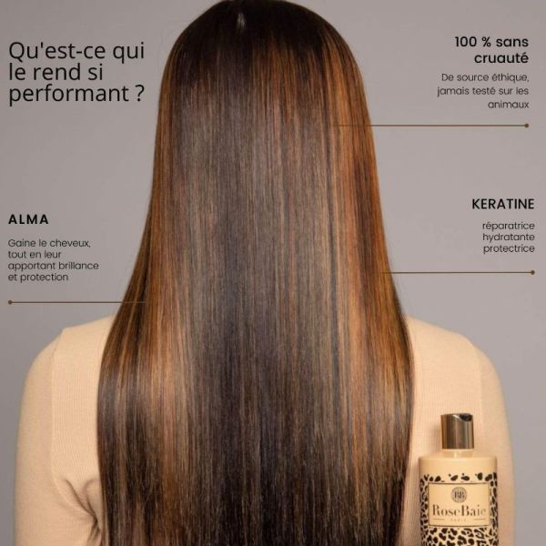 Rosebaie shampoing lissant Kératine et huile d'Amla 500ml
