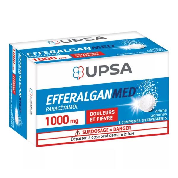 UPSA EfferalganMed Paracétamol 1000 mg 8 comprimés effervescents
