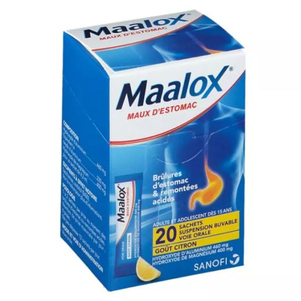 Maalox maux estomac 20 sachets citron