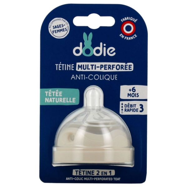 Dodie tétine multi-perforée anti-colique débit rapide 6 mois et +