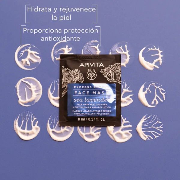 Apivita express beauty masque hydratant & anti-pollution à la lavande de mer 2x8ml