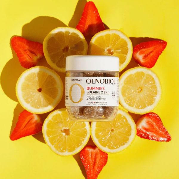 Oenobiol Solaire 2en1 préparateur et auto-bronzant sans sucre 60 gummies
