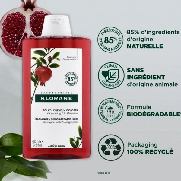 Klorane Grenade Shampooing grenade éclat cheveux colorés 400ml
