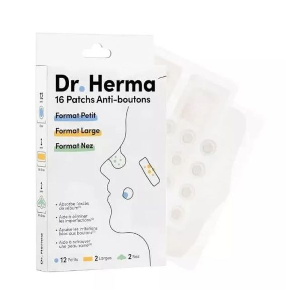 Dr.Herma Patch anti boutons formats petit, large et nez, 16 Unités
