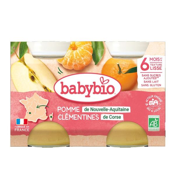 Babybio Pomme de Nouvelle-Aquitaine Clémentines de Corse 2x130 g
