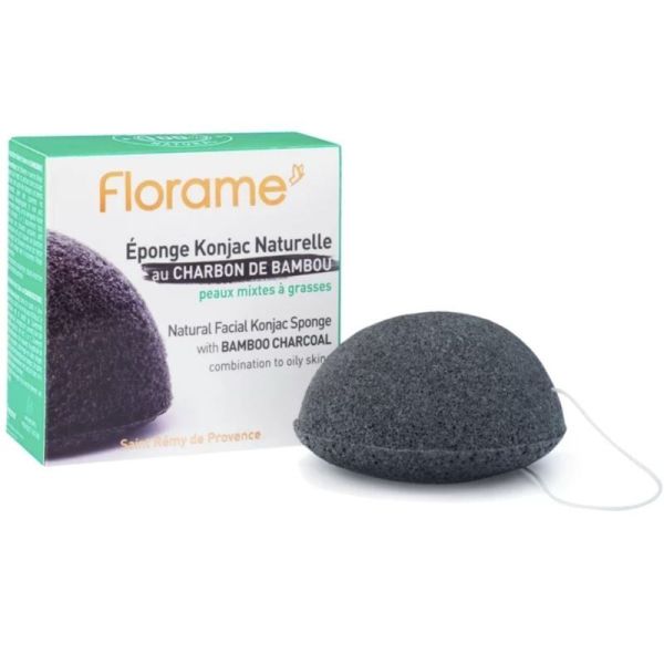 Florame Eponge konjac naturelle au charbon de bambou Purete Peaux mixtes a grasses