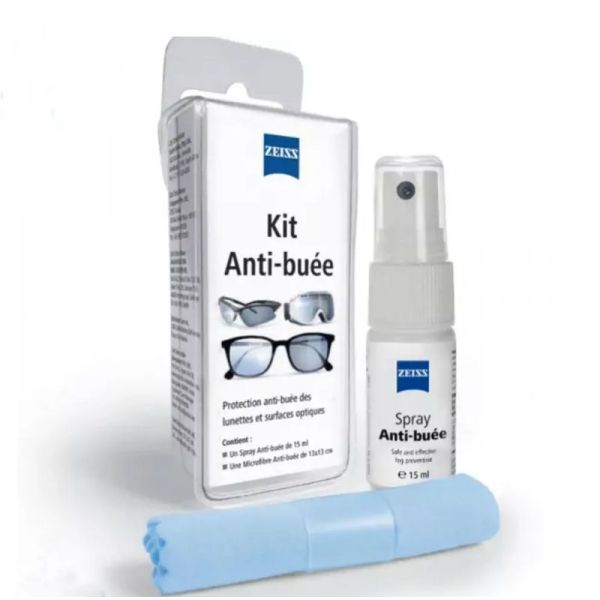 Zeiss Kit Anti-buée Tissu microfibre + Spray 15ml