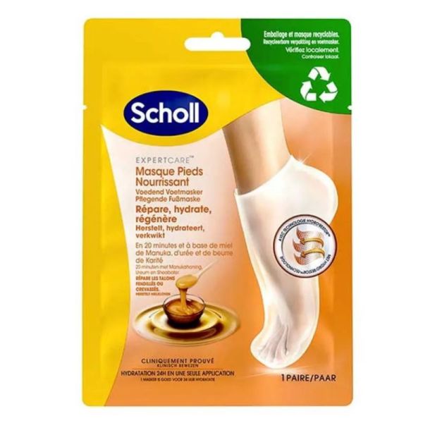 Scholl ExpertCare masque pieds nourrissant au miel de manuka 1 paire