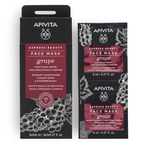 Apivita Masque visage lissant et raffermissant au raisin 2x8ml