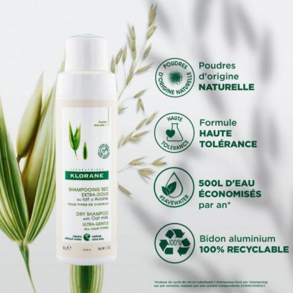 Klorane lait d'avoine shampoing sec 50g