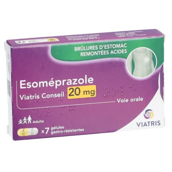 Viatris Esomeprazole 20 mg brûlures d'estomac 7 gélukes