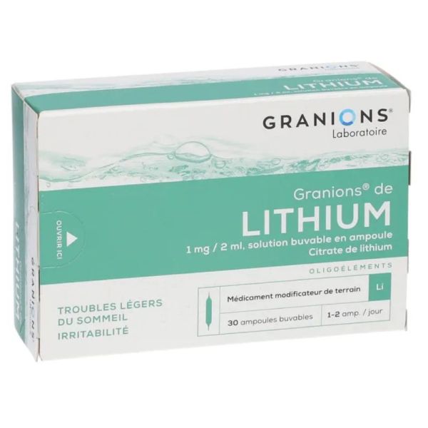 Granions Lithium oligoélément 30 ampoules buvables
