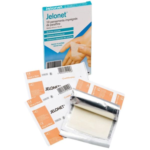 Jelonet Pansement gras stérile 10 x 10 cm boite de 10 pansements