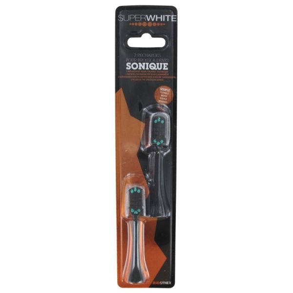Superwhite 2 Recharges pour Brosse à Dents Sonique Souple Couleur Noir