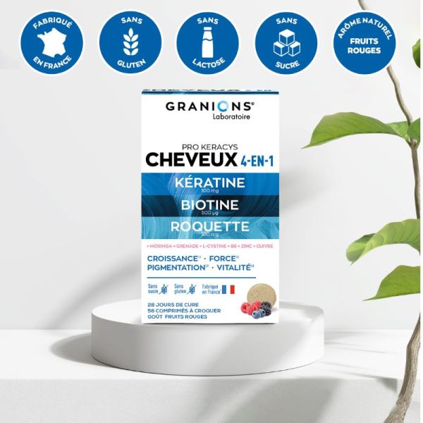 Granions Pro Keracys cheveux beauté 28 jours 56 comprimés à croquer
