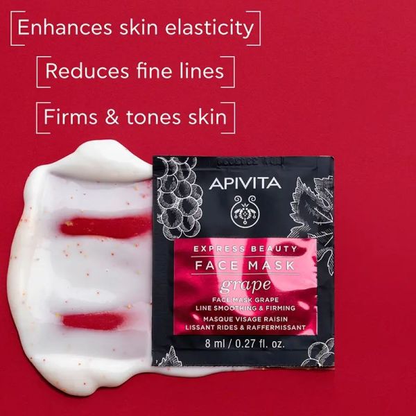 Apivita Masque visage lissant et raffermissant au raisin 2x8ml