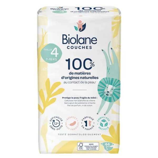 Biolane Couches Naturelles 44 Couches Taille 4 (7-18 Kg)