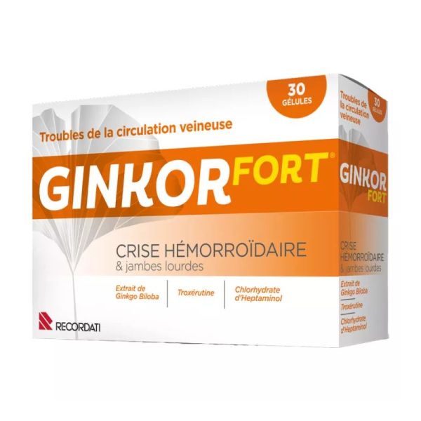 Ginkor Fort crise hémorroïdaire & jambes lourdes 30 gélules