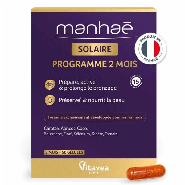 Manhaé solaire autobronzant programme 2 mois 60 gélules