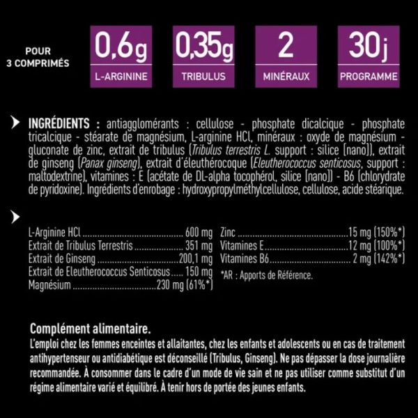 Eafit Tribulus synthèse testostérone 90 comprimes
