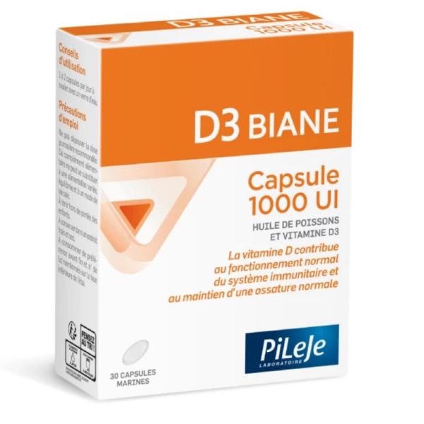 Pileje D3 Biane Capsule 1000 UI Vitamine D 30 capsules
