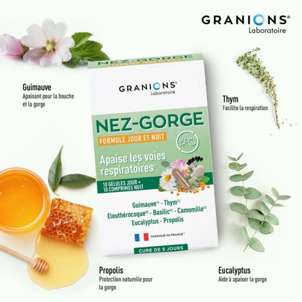 Granions Nez-Gorge Formule Jour & Nuit 10 gélules + 10 comprimés