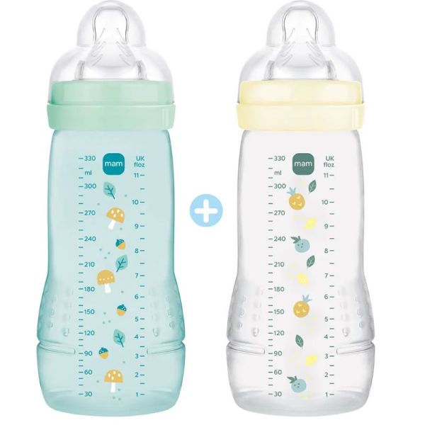 Mam Easy Active biberon débit x dès 6 mois 2x330ml - bleu