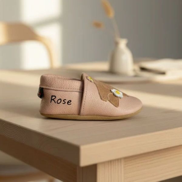 Taz Chausson en cuir souple rose Maguy la souris 6-12 mois