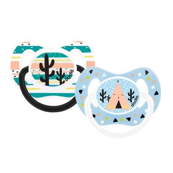 Dodie 2 sucettes en silicone motif cactus +18 mois