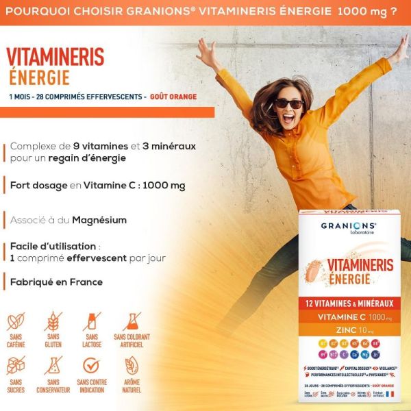 Granions Vitamineris énergie 1000mg 30 comprimés effervescents