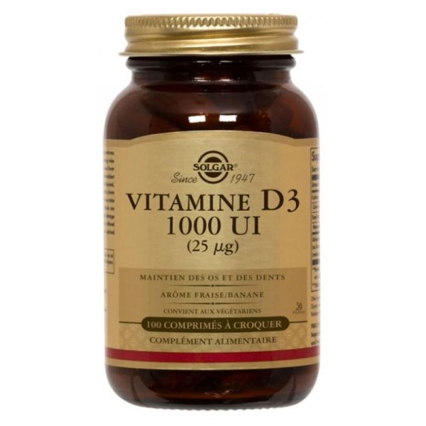 Solgar Vitamine D3 1000 UI (25mcg) 100 comprimés