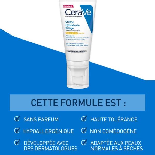 CeraVe crème hydratante visage jour SPF30 52ml