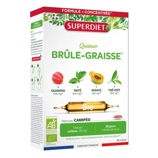 Superdiet Quatuor brûle-graisse bio 20 ampoules