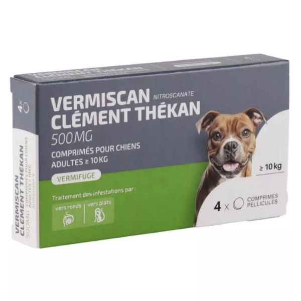 Clément Thékan Vermiscan 500mg vermifuge chien jusqu'à 45kg 4 comprimés