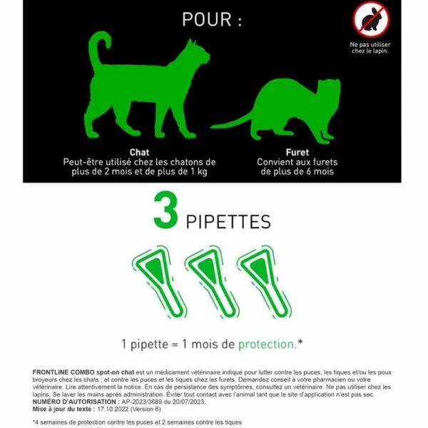 Frontline Combo Spot-on chat et furet 3 pipettes de 0.5ml