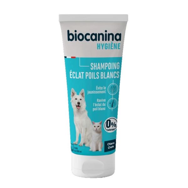 Biocanina Shampoing éclat poils blancs chien chat 200 ml
