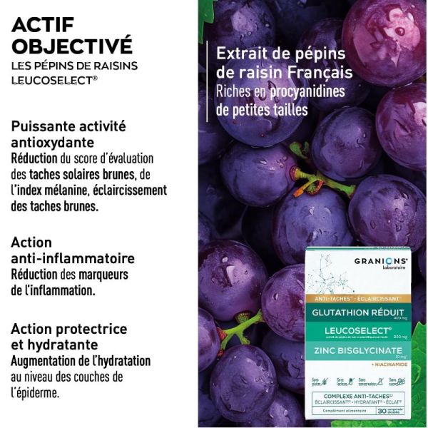 Granions complexe anti-tâches éclaircissant éclat et hydratant 30 comprimés