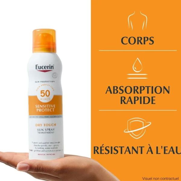 Eucerin Sun Protection Sensitive Protect brume transparente SPF50 peaux sensibles 200ml