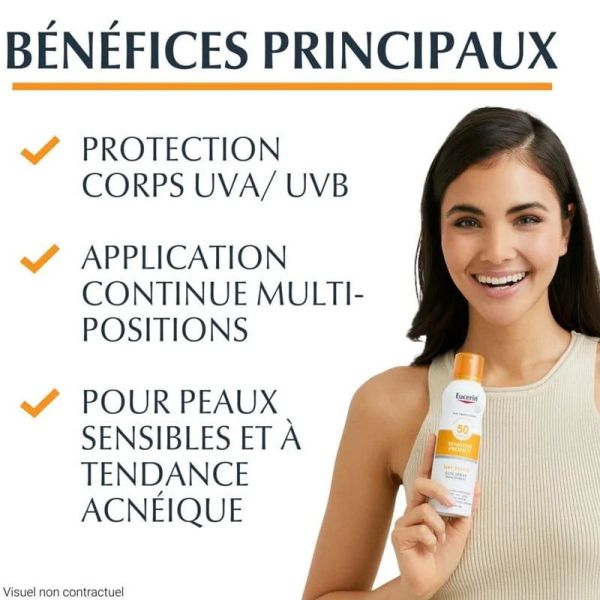 Eucerin Sun Protection Sensitive Protect brume transparente SPF50 peaux sensibles 200ml