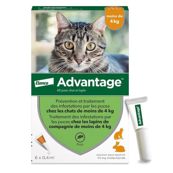 Elanco Advantage chats & lapins - 4kg 4 pipettes